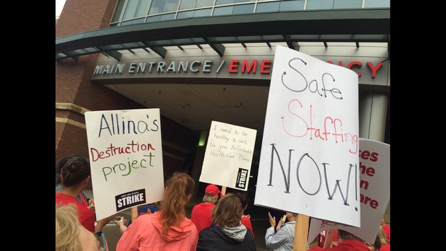 Nearly 5,000 Allina Health nurses walked off the job at 7 a.m. on Labor Day after the nurses union failed to agree to a new contract with Allina