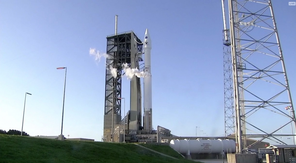 An Atlas V rocket in Cape Canaveral Fla. capped by NASA's asteroid Bennu-bound OSIRIS-REx probe just before launch.   NASA