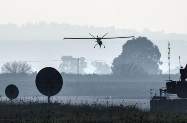 An IDF drone landing in an airfield on the Golan Heights