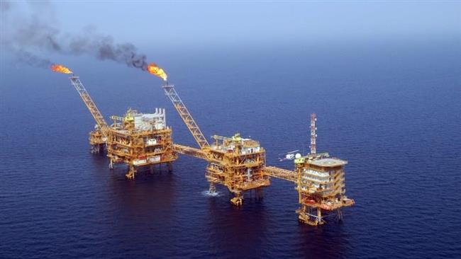 An aerial view of Iran’s Soroush oil field in the Persian Gulf