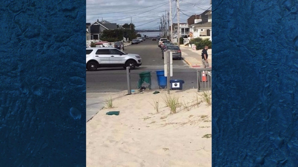 An explosive device discharged within a garbage pail at Seaside Park Saturday