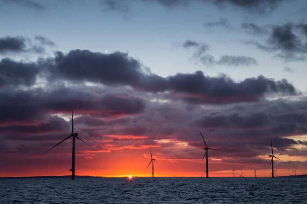 An offshore wind farm in the United Kingdom.
Credit Aaron Crowe  flickr