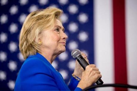 Democratic presidential candidate Hillary Clinton pauses while speaking at a rally at Johnson C. Smith University in Charlotte N.C. Thursday Sept. 8 2016