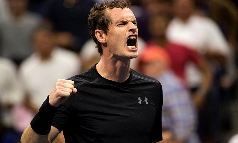 Andy Murray of Great Britain celebrates his victory against Grigor Dimitrov of Bulgaria. — AFP