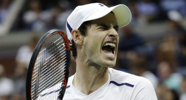 Andy Murray reacts to a point during play with Kei Nishikori during the quarter-finals of the U.S. Open. AP