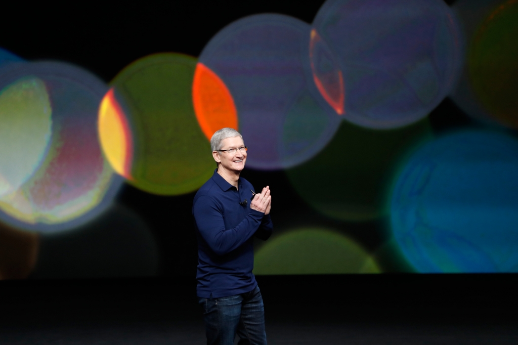 Apple CEO Tim Cook launching a new iPhone in San Francisco on Wednesday