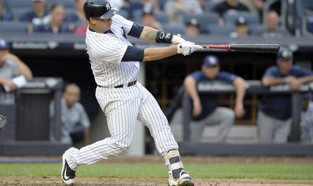 New York Yankees&#039 Gary Sanchez hits a home run during the sixth inning of a baseball game against the Tampa Bay Rays Saturday Sept. 10 2016 at Yankee Stadium in New York