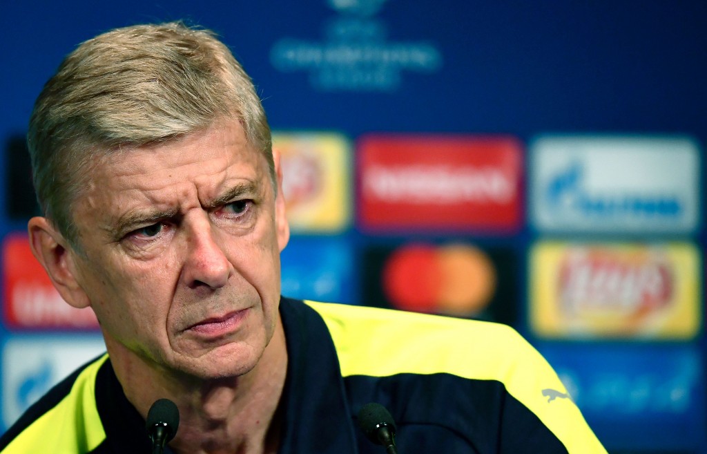 Arsenal's French manager Arsene Wenger gives a press conference on the eve of the team's UEFA Champions League football match against Paris Saint Germain