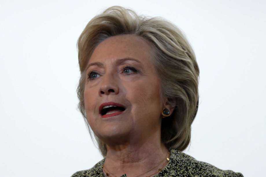 Democratic presidential candidate Hillary Clinton speaks with members of the media at Westchester County Airport in White Plains N.Y. Monday Sept. 19 2016