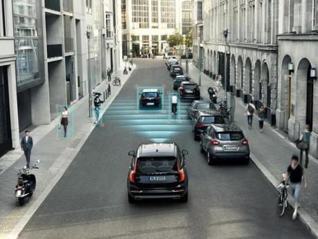 The City Safety feature in Volvo’s XC90 SUV includes pedestrian and cyclist detection and full auto braking