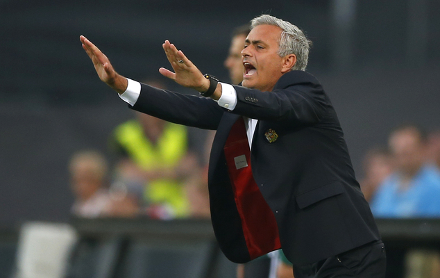 United manager Jose Mourinho gestures during the Group A Europa League match between Feyenoord and Manchester United at the De Kuip stadium in Rotterdam Net