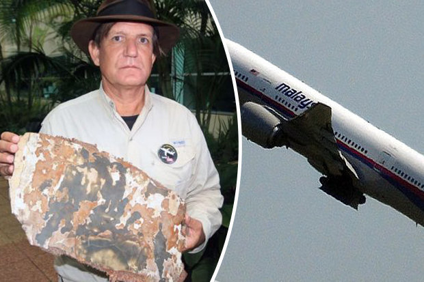 Blaine Gibson with a piece of debris from MH370 and MH370