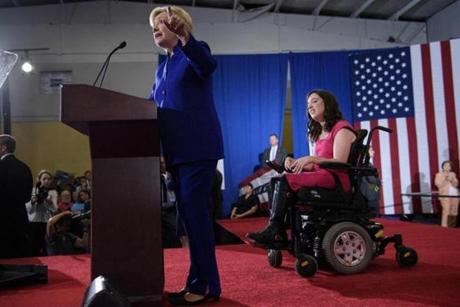 Democratic presidential nominee Hillary Clinton at a rally at Frontline Outreach and Youth Center in Orlando