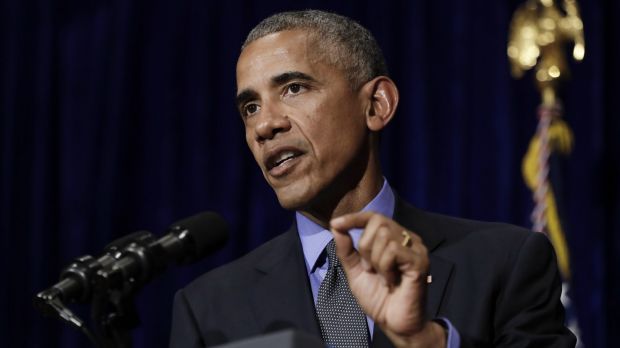 Barack Obama speaks during a news conference in Vientiane Laos