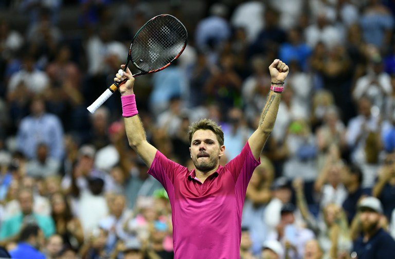 Stan Wawrinka of Switzerland celebrates defeating Novak Djokovic of Serbia during their 2016 US Open Men's Singles final match at the USTA Billie Jean King National Tennis Center in New York