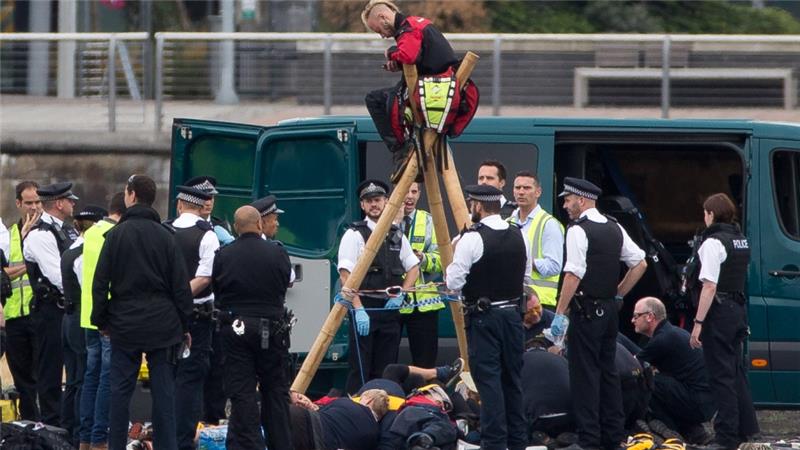 Black Lives Matter protesters at London City Airport