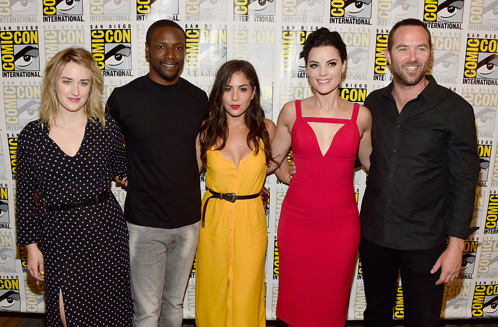 SAN DIEGO CA- JULY 23  Actors Ashley Johnson Rob Brown Audrey Esparza Jaimie Alexander and Sullivan Stapleton attend 'Blindspot&#039 Press Line during Comic Con International 2016 at Hilton Bayfront