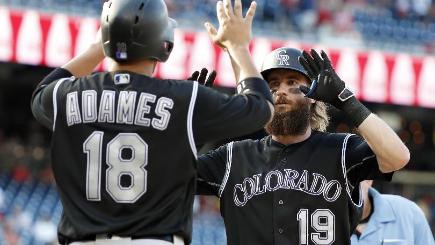 Charlie Blackmon right hit two homers for the Colorado Rockies