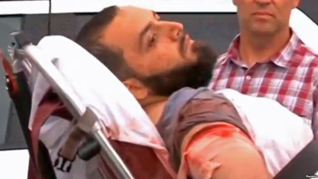 U.S.- A still image captured from a video from WABC television shows a conscious man believed to be New York bombing suspect Ahmad Khan Rahami being loaded into an ambulance after a shoot-out with police in Linden New Jersey