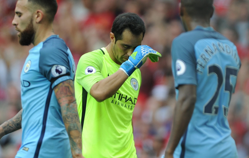 Bombs away Bravo was at fault for Manchester United’s goal on what was a difficult debut for the keeper Peter Powell