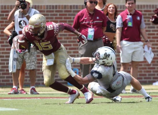 Florida State's Travis Rudolph escapes the tackle attempt