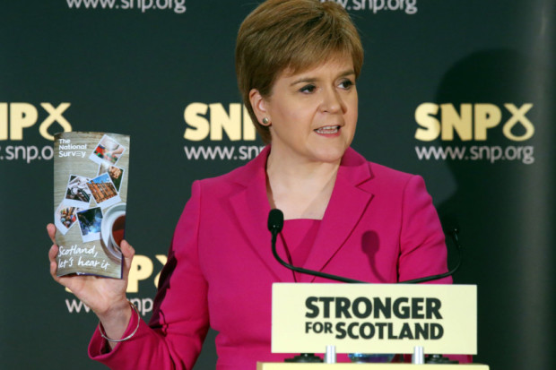 First Minister Nicola Sturgeon in Stirling today