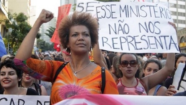 Brazilian women protest against the coup government of Michel Temer