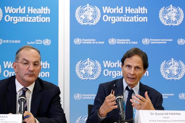 David Heymann right Chair of the Emergency Committee on Zika and observed increase in neurological disorders and neonatal malformation sitting next to Peter Salama left Executive Director Outbreaks and Health Emergencies of the World Health Organizat