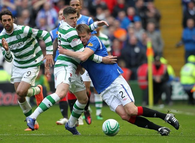 Hooper left and Ranger's Dorin Goian challenging for the ball in Glasgpw Scotland. One of the most iconic fixtures in world football returns on Saturday Sept 10 2016 when Rangers and