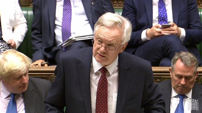 A video grab from footage broadcast by the UK Parliament's Parliamentary Recording Unit shows British Secretary of State for Exiting the European Union David Davis as he speaks in the House of Commons in London on September 5