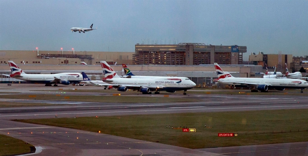 British Airways aircraft wait on the tarmac at Heathrow Airport in London England on Dec. 12 2014. THE ASSOCIATED PRESS  Vadim Ghirda