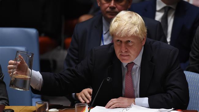 British Foreign Secretary Boris Johnson attends a meeting