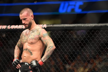 C.M. Punk after his loss to Mickey Gall during UFC 203 at Quicken Loans Arena. Mandatory Credit John David Mercer-USA TODAY Sports