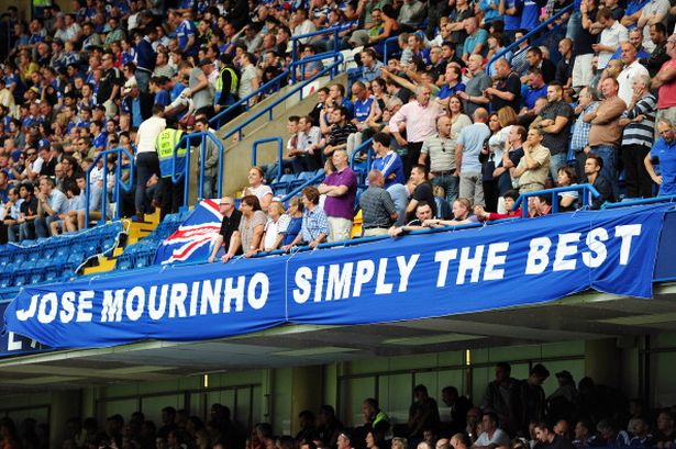 CARL COURT  AFP  Getty Images
A banner supporting Chelsea's Portuguese Manager Jose Mourinho