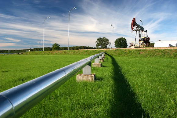 Oil Pipeline With An Oil Pump