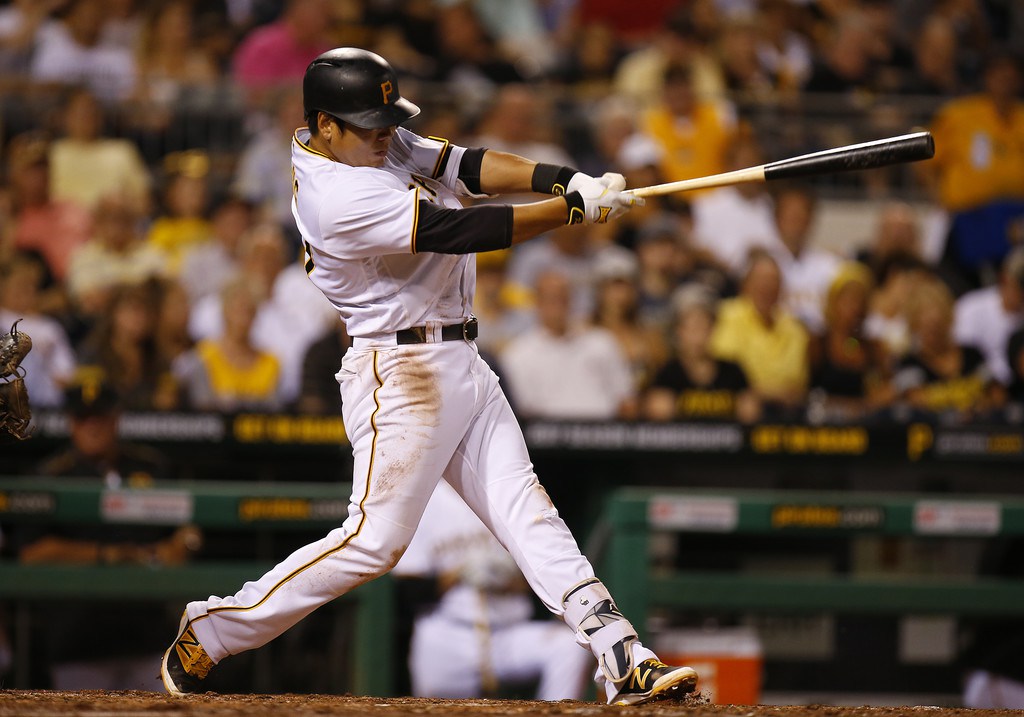 Jung-ho Kang hits an RBI single in the fifth. Kang went 3-5 with 2 homeruns in his second game back from the DL