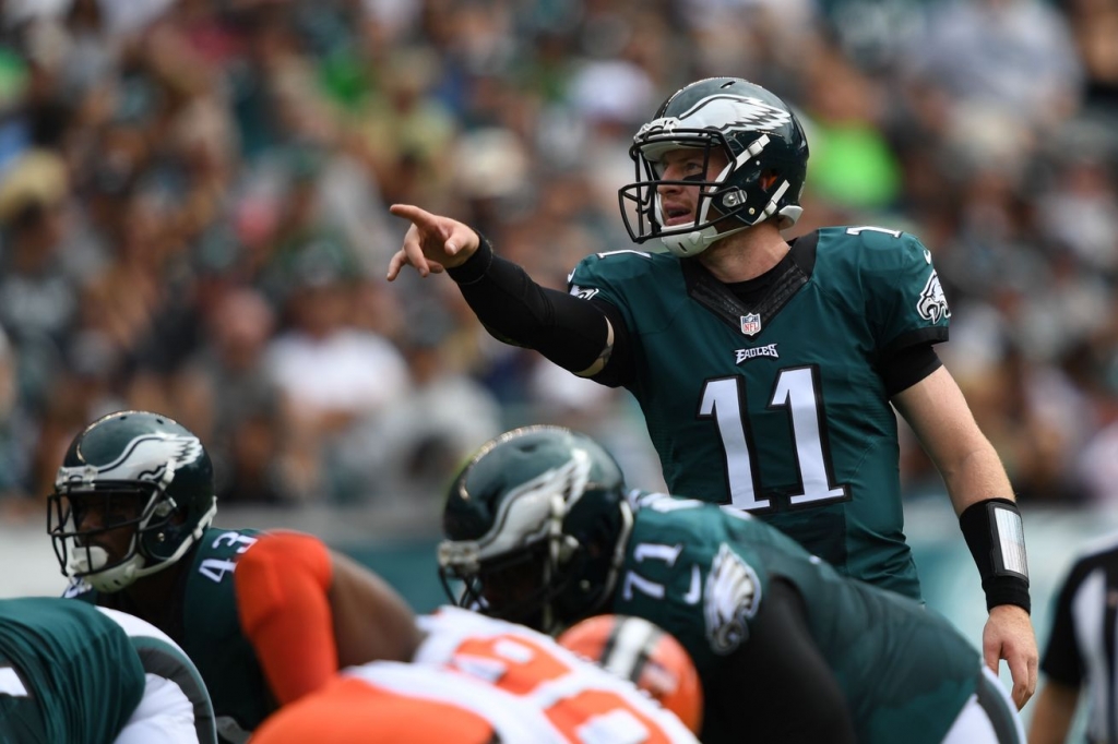 Carson Wentz during his NFL debut on Sunday.- James Lang-USA TODAY Sports