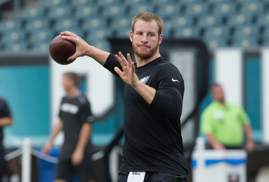 Sep 1 2016 Philadelphia PA USA Philadelphia Eagles quarterback Carson Wentz works out prior to a game against the New York Jets at Lincoln Financial Field. Mandatory Credit Bill Streicher-USA TODAY Sports