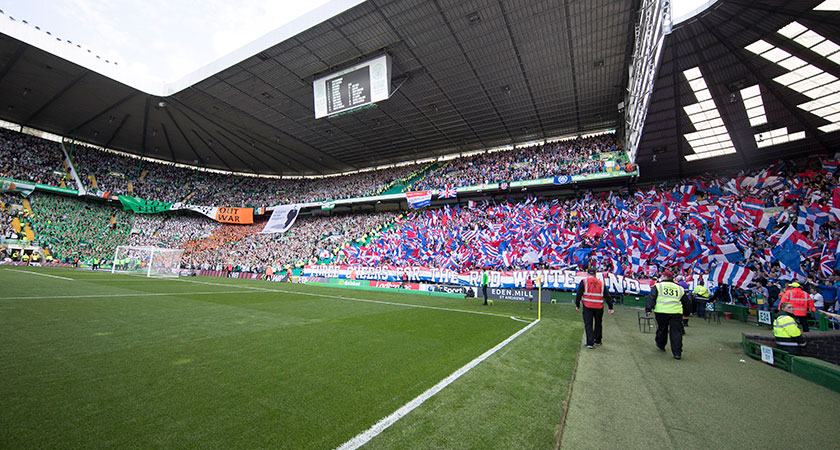 Celtic and Rangers fans at the derby game