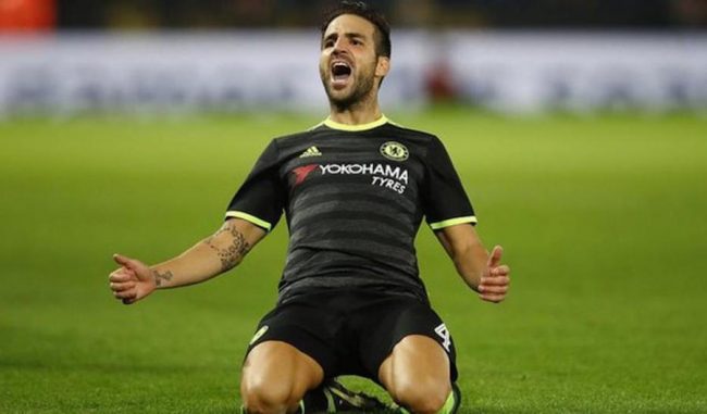 Cesc Fabregas scored a brace for Chelsea Tuesday