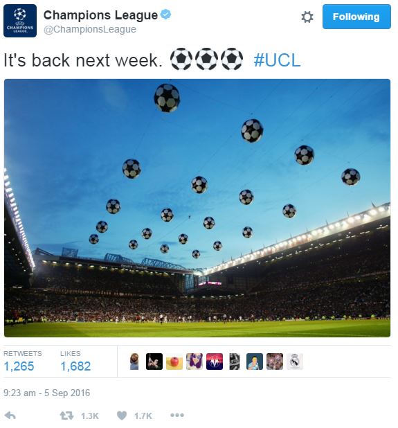 Champions League official Twitter page troll Manchester United