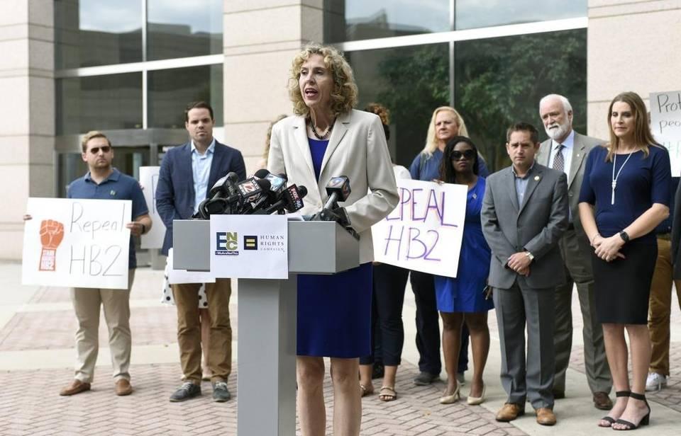 Charlotte Mayor Jennifer Roberts spoke at a press conference Monday morning