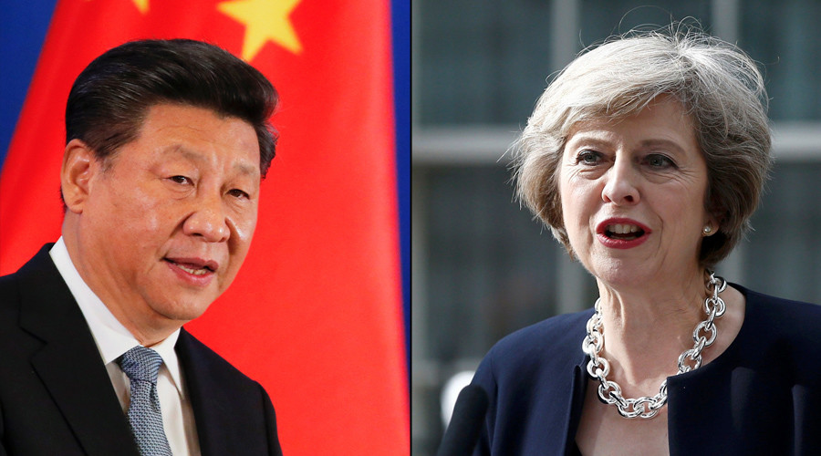 China's President Xi Jinping and Britain's Prime Minister Theresa May