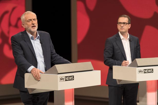 Jeremy Corbyn and Owen Smith during the Sky News Labour Leadership Debate