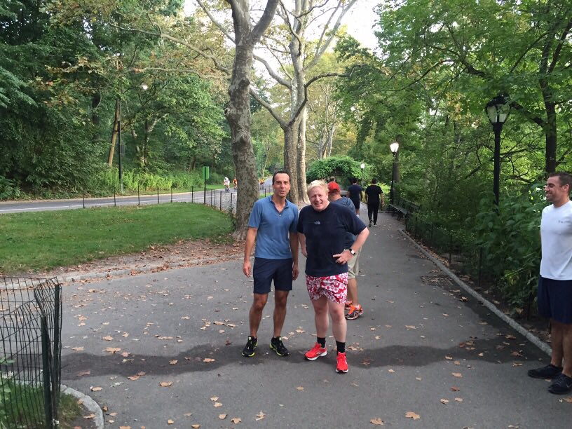 Christian Kern the Chancellor of Austria enjoys a jog with Boris Johnson the foreign secretary