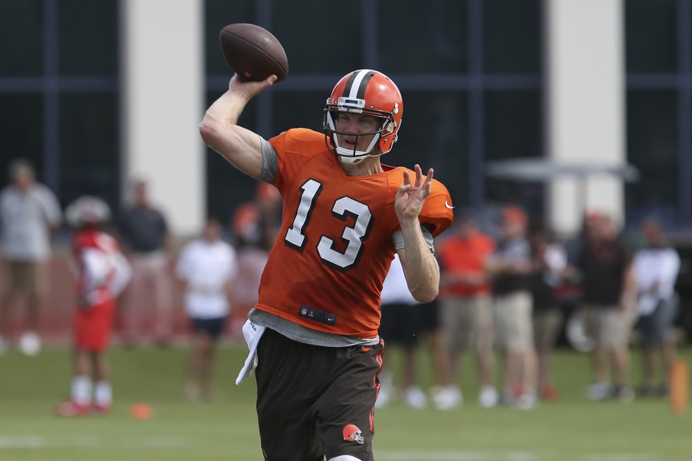 24 August 2016 Cleveland Browns quarterback Josh Mc Cown during the 2016 Tampa Bay Buccaneers Cleveland Browns joint Training Camp practice at One Buccaneer Place in Tampa FL