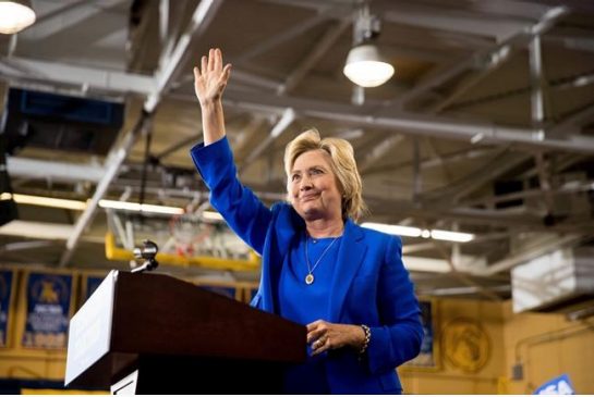 Democratic presidential candidate Hillary Clinton waves after speaking at a rally at Johnson C. Smith University in Charlotte N.C. Thursday Sept. 8 2016