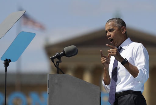 President Barack Obama speaks at campaign event for Democratic presidential candidate Hillary Clinton in Philadelphia. Democratic presidential nominee Hillary Clinton’s campaign is aggress