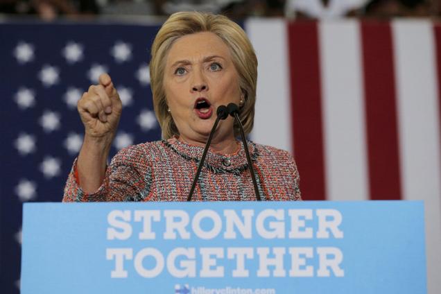 US Democratic presidential candidate Hillary Clinton speaks at a campaign rally in Greensboro North Carolina on Thursday after she resumed her campaign schedule following a bout with pneumonia.- Reuters