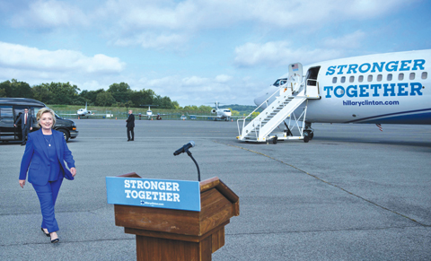 Democratic presidential candidate Hillary Clinton with 'Today&#039 show co-anchor Matt Lauer left speaks at the NBC Commander-In-Chief Forum held at the Intrepid Sea Air and Space Museum aboard the decommissioned aircraft carrier Intrepid New Y